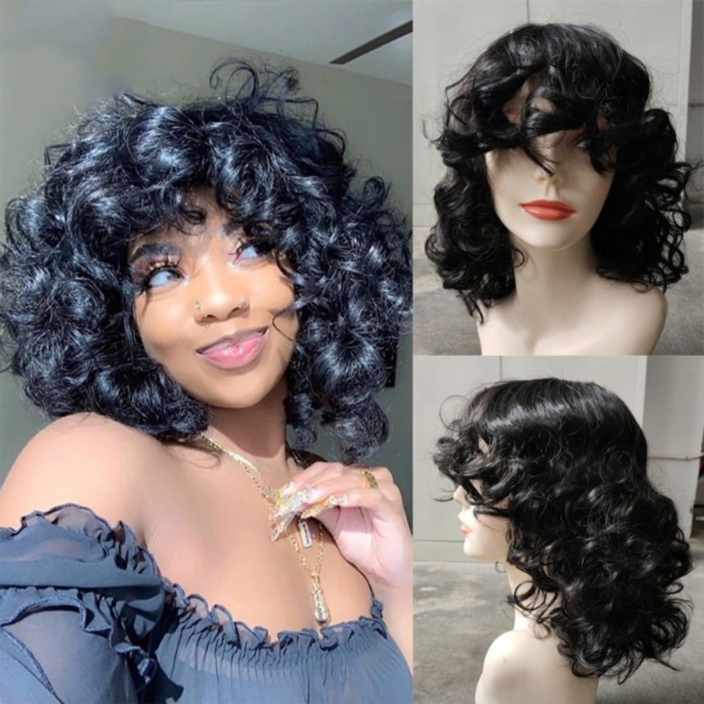 Natural Looking Short Curly Hair Wig Synthetic Wigs